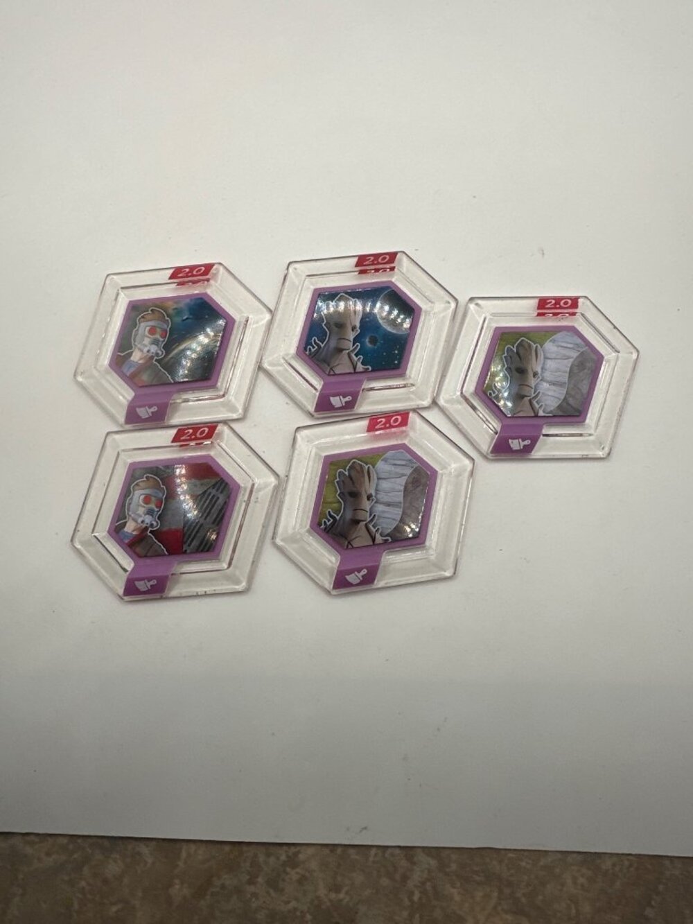 Disney Infinity Marvel 2.0 Power Discs Lot Of 5 Hexagonal Guardians Of The Galax